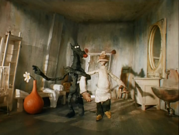 Красная шапочка мультфильм пластилиновый бабушка рисует лицо